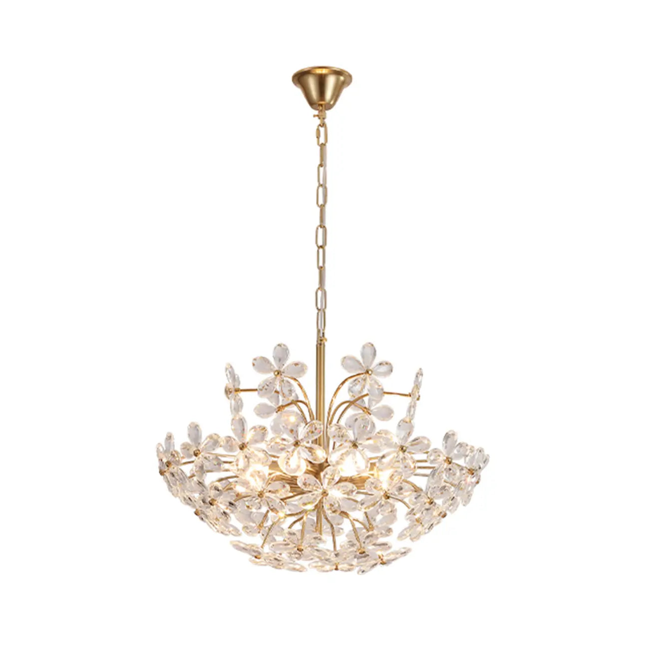 Elegant Floral Crystal Gold Adjustable Chandelier