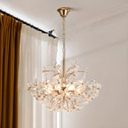 Elegant Floral Crystal Gold Adjustable Chandelier