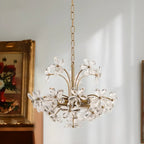 Elegant Floral Crystal Gold Adjustable Chandelier
