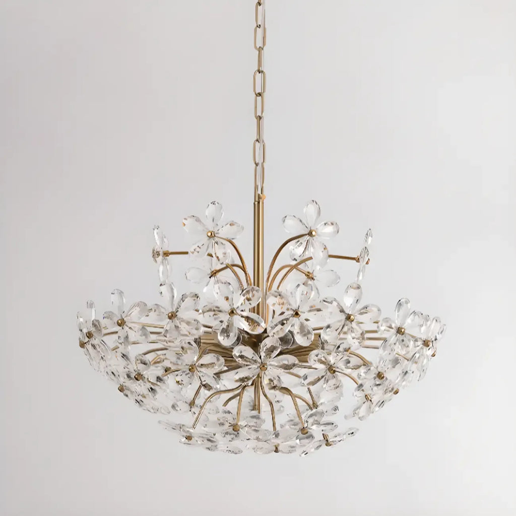 Elegant Floral Crystal Gold Adjustable Chandelier