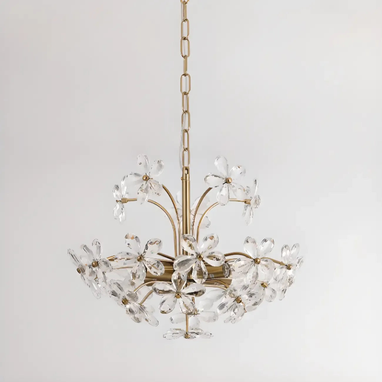 Elegant Floral Crystal Gold Adjustable Chandelier