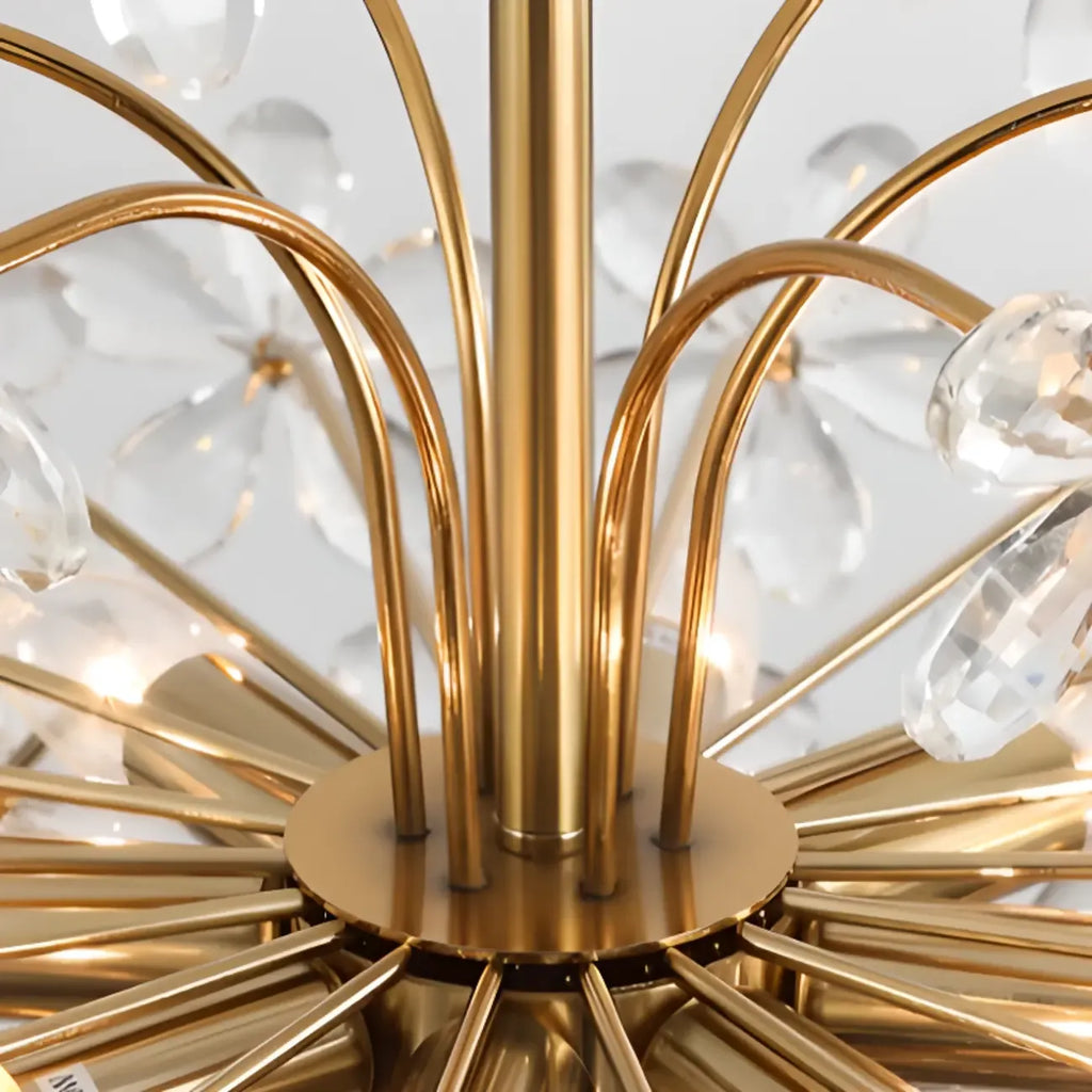 Elegant Floral Crystal Gold Adjustable Chandelier