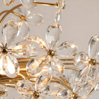 Elegant Floral Crystal Gold Adjustable Chandelier