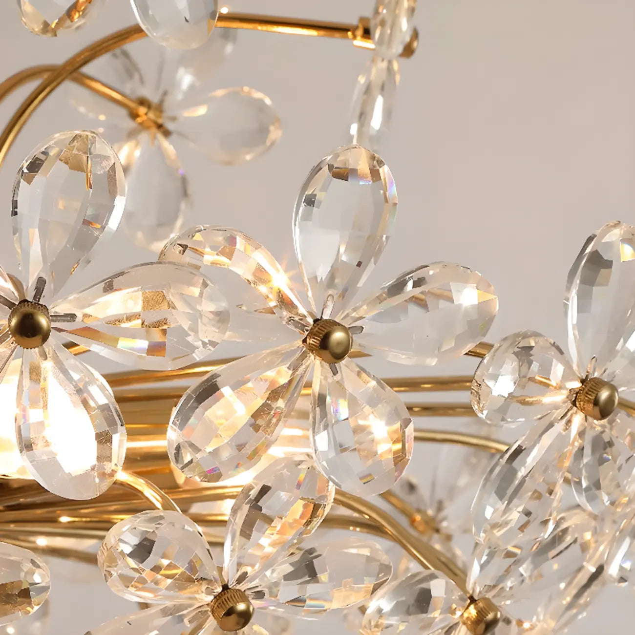 Elegant Floral Crystal Gold Adjustable Chandelier