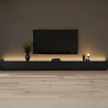 Minimalist Black Long Rectangular TV Stand with 4 Drawers
