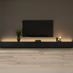 Minimalist Black Long Rectangular TV Stand with 4 Drawers