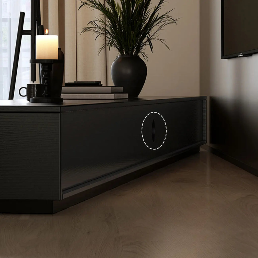 Minimalist Black Long Rectangular TV Stand with 4 Drawers