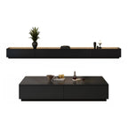 Minimalist Black Long Rectangular TV Stand with 4 Drawers