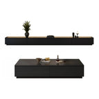 Minimalist Black Long Rectangular TV Stand with 4 Drawers