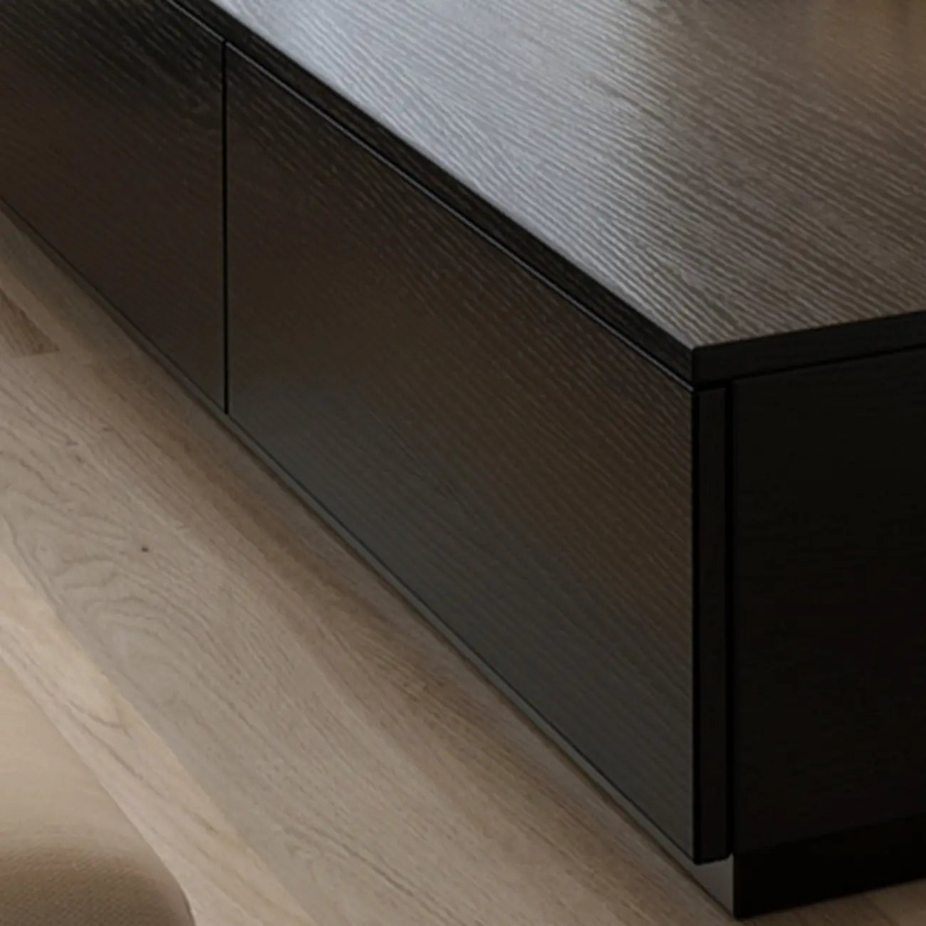 Minimalist Black Long Rectangular TV Stand with 4 Drawers