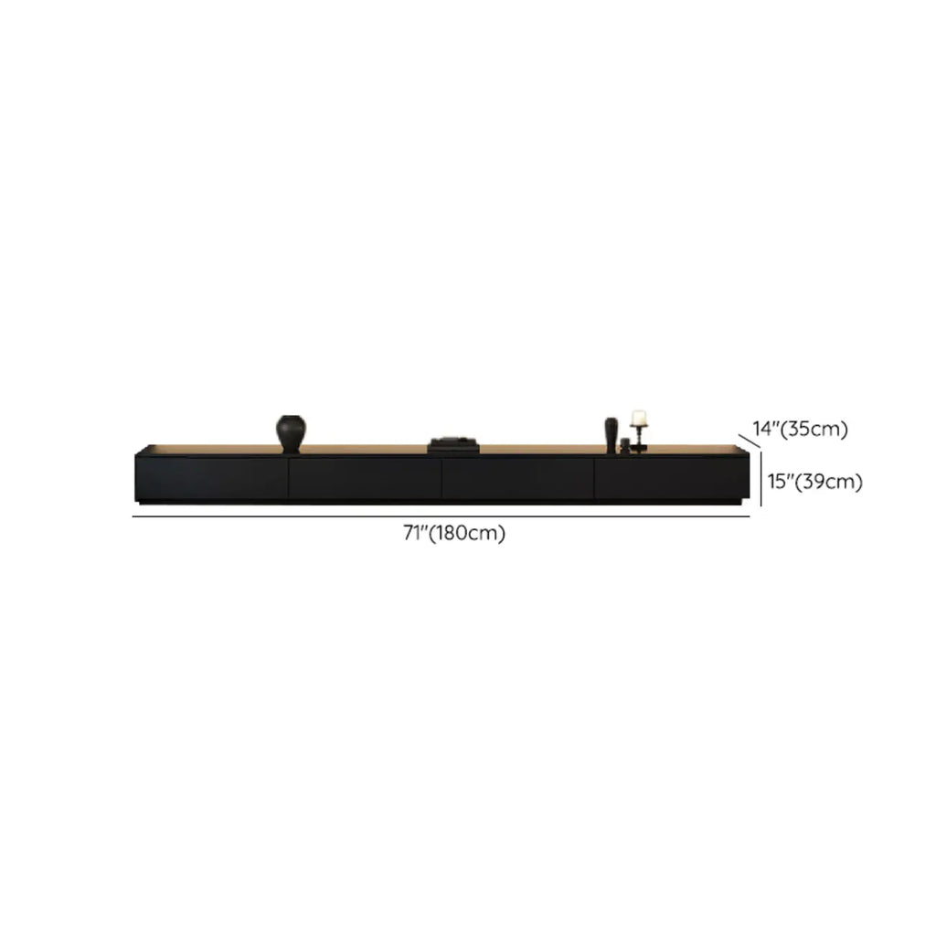 Minimalist Black Long Rectangular TV Stand with 4 Drawers