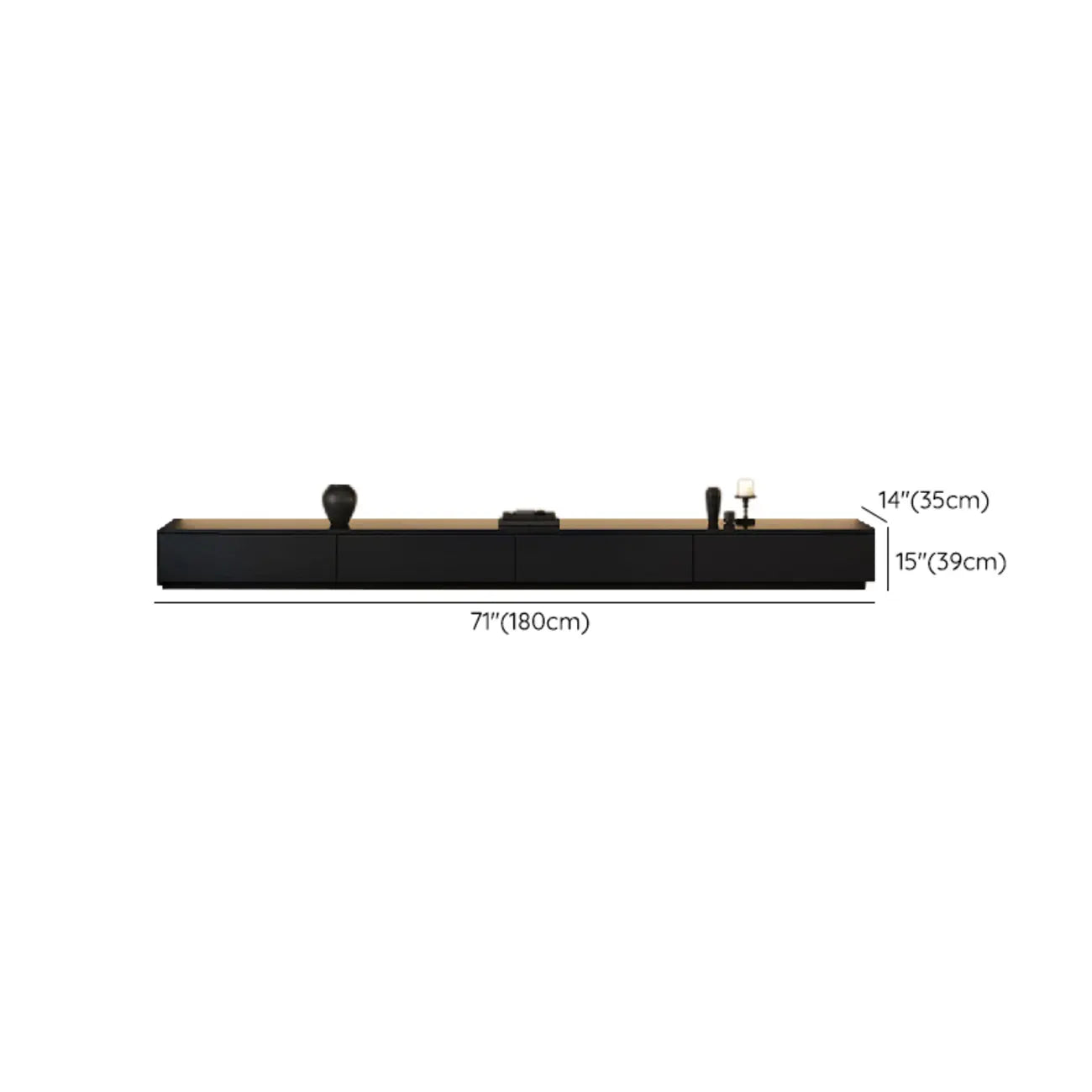 Minimalist Black Long Rectangular TV Stand with 4 Drawers