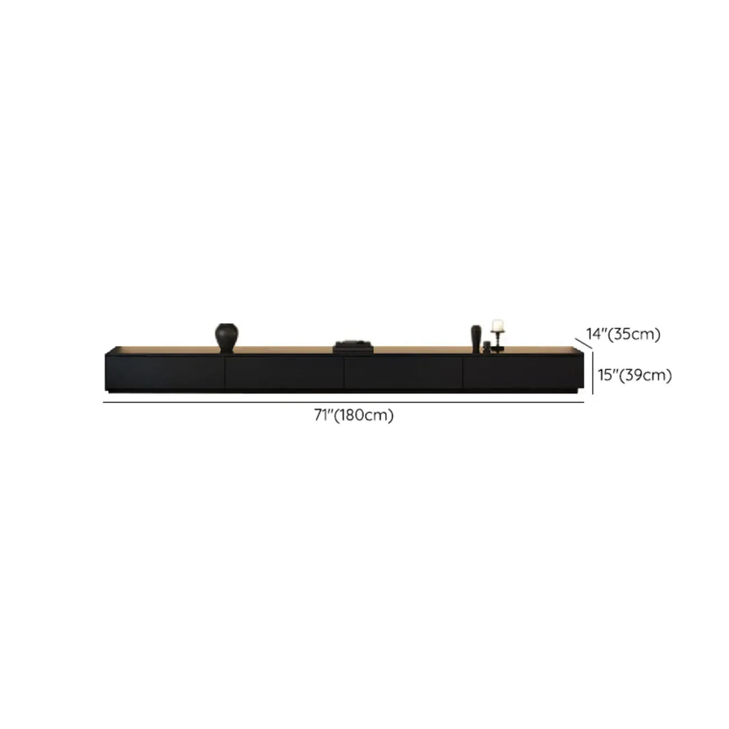 Minimalist Black Long Rectangular TV Stand with 4 Drawers