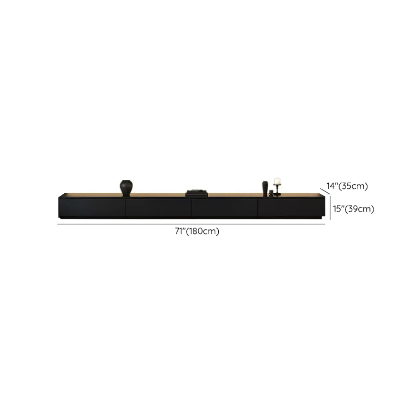 Minimalist Black Long Rectangular TV Stand with 4 Drawers