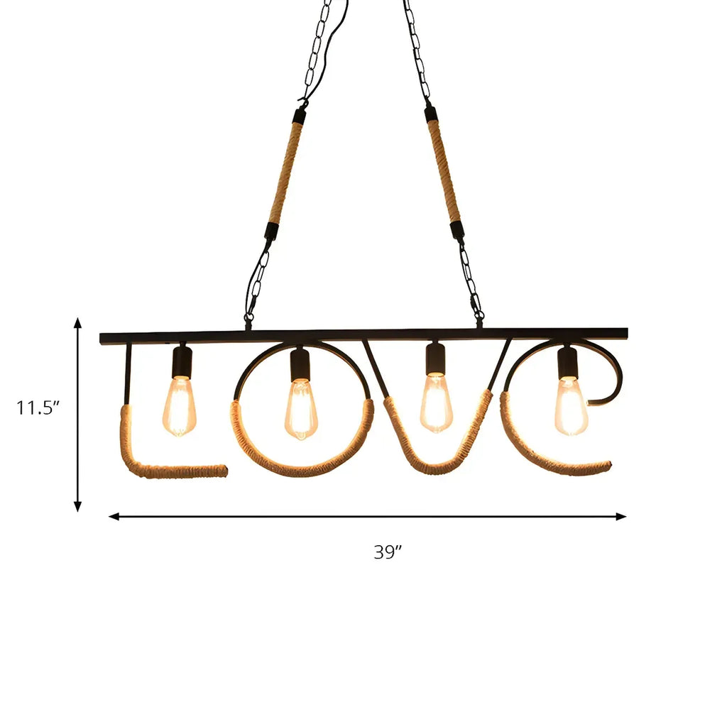 Industrial Metal LOVE Design Island Pendant Light for Kitchen