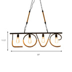 Industrial Metal LOVE Design Island Pendant Light for Kitchen