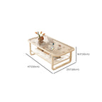 Modern White Rectangle Glass Coffee Table with Shelf