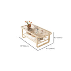 Modern White Rectangle Glass Coffee Table with Shelf