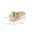 Modern White Rectangle Glass Coffee Table with Shelf