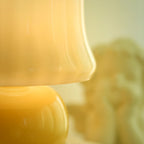Plug-In Yellow Glass Mushroom Table Lamp for Bedside Lighting