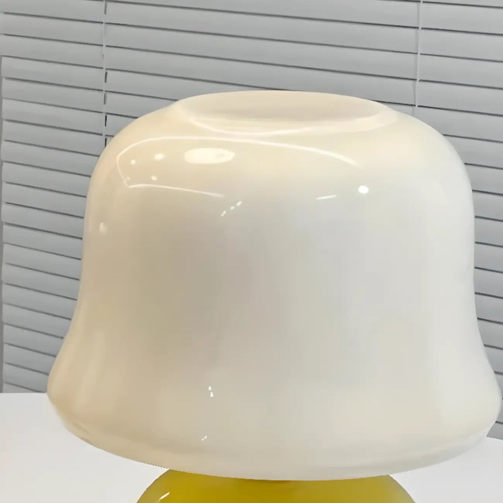 Plug-In Yellow Glass Mushroom Table Lamp for Bedside Lighting