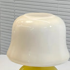 Plug-In Yellow Glass Mushroom Table Lamp for Bedside Lighting