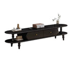 71 Black Oval Wood 3-Shelf TV Stand with Storage Drawers