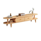 71 Black Oval Wood 3-Shelf TV Stand with Storage Drawers