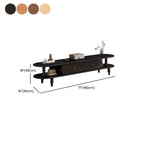 71 Black Oval Wood 3-Shelf TV Stand with Storage Drawers