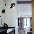 Industrial 1-Light Black Metal Swing Arm Wall Sconce