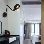 Industrial 1-Light Black Metal Swing Arm Wall Sconce
