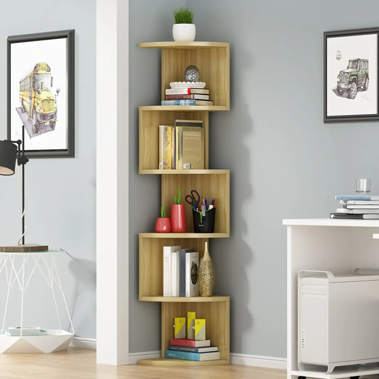 Modern Black White Wooden Living Room Corner Cabinet