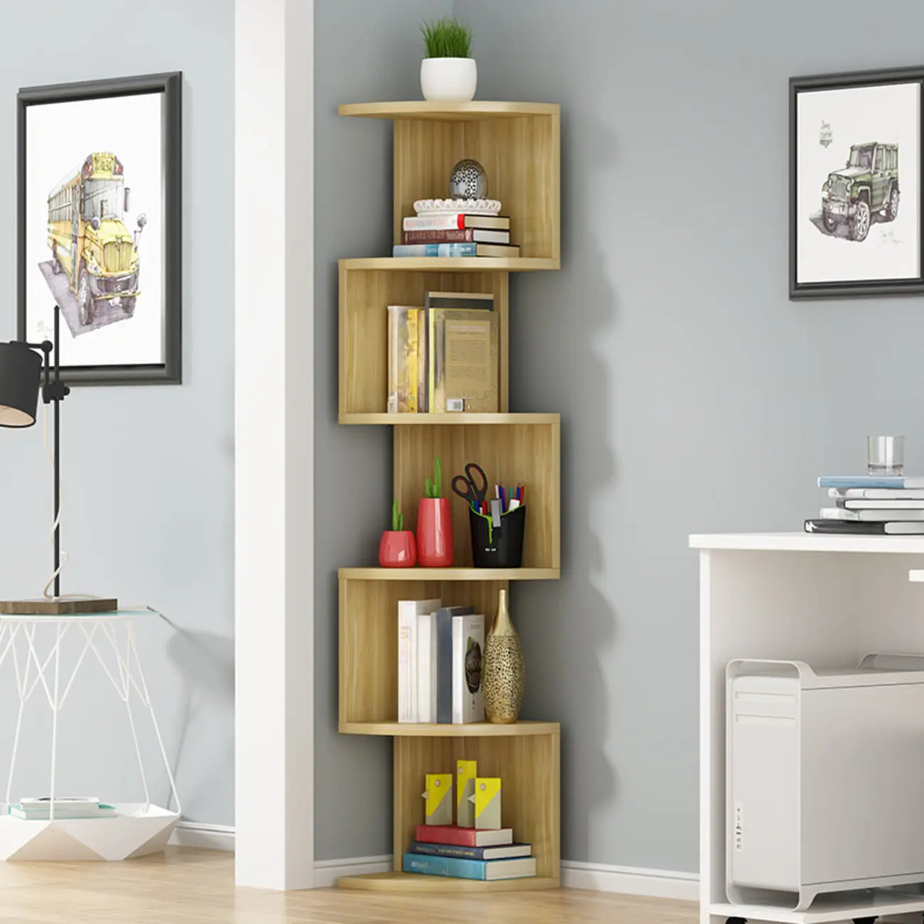 Modern Black White Wooden Living Room Corner Cabinet