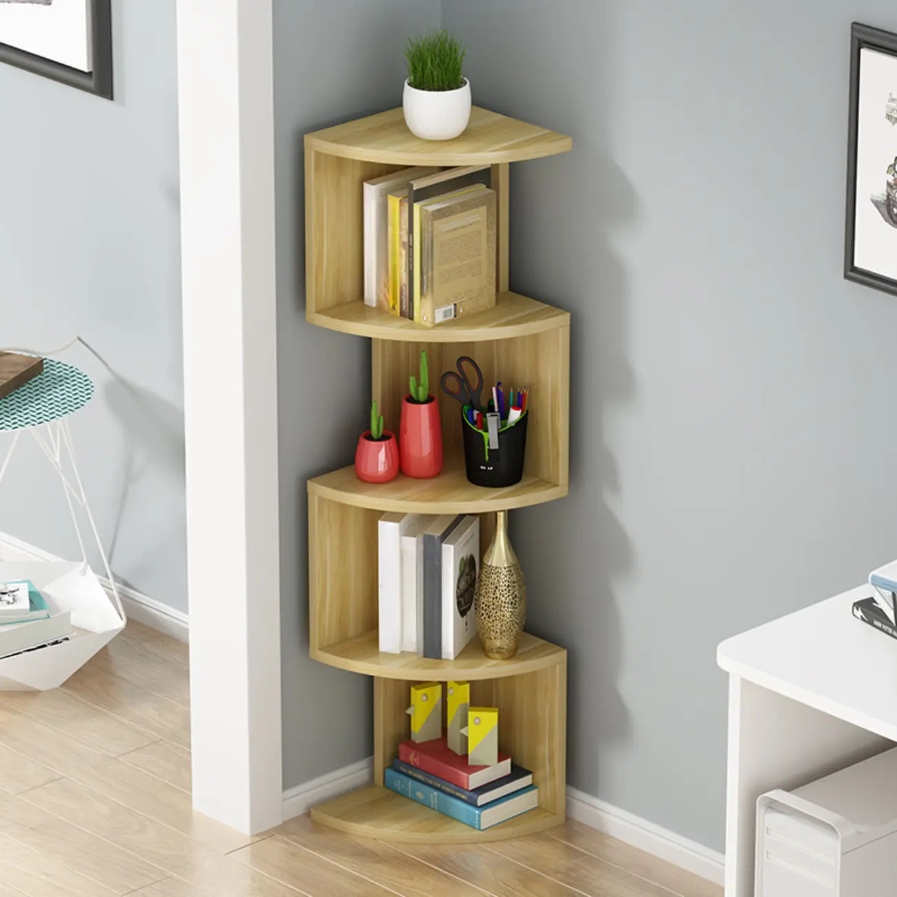 Modern Black White Wooden Living Room Corner Cabinet