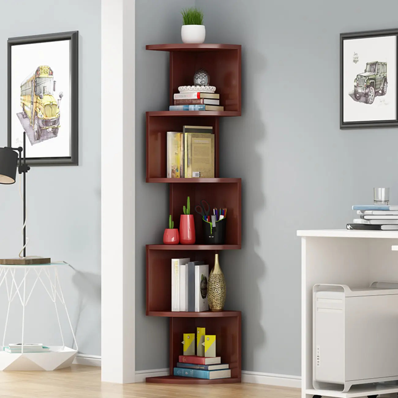 Modern Black White Wooden Living Room Corner Cabinet