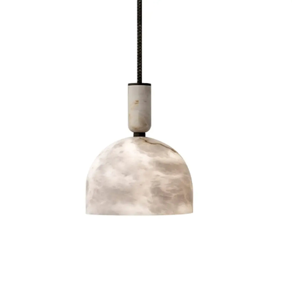 Contemporary Bedroom White Alabaster Dome Pendant Light