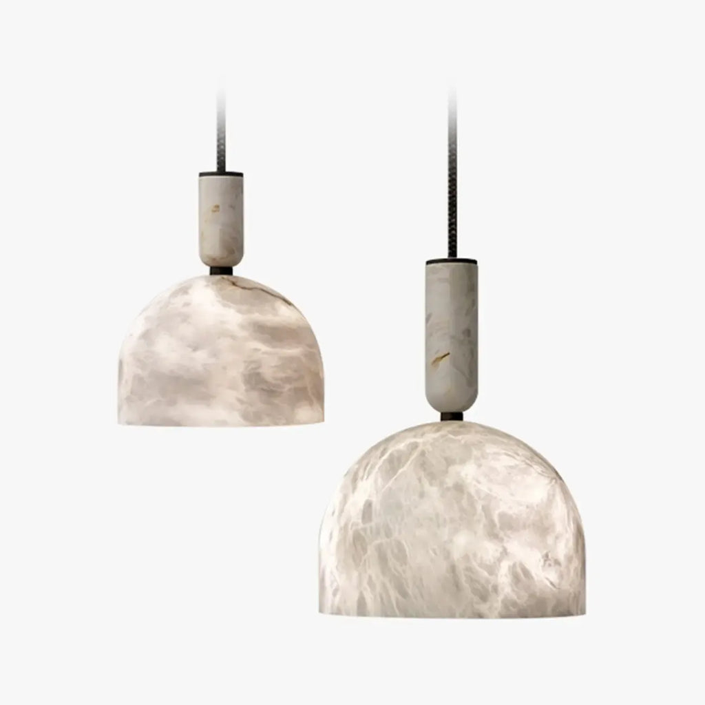 Contemporary Bedroom White Alabaster Dome Pendant Light