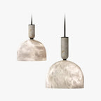 Contemporary Bedroom White Alabaster Dome Pendant Light
