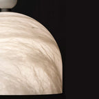 Contemporary Bedroom White Alabaster Dome Pendant Light