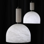 Contemporary Bedroom White Alabaster Dome Pendant Light