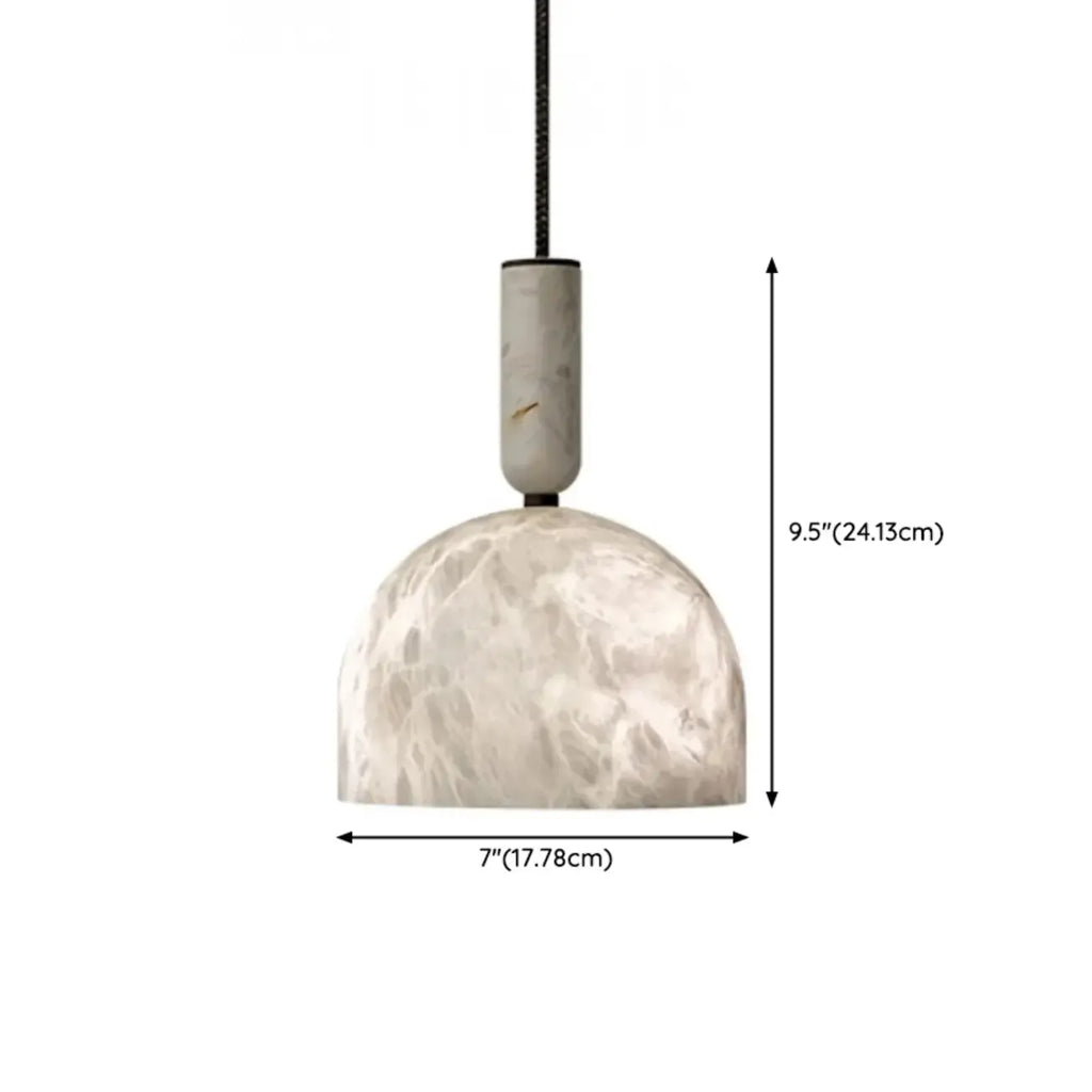 Contemporary Bedroom White Alabaster Dome Pendant Light
