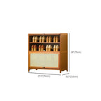 Bohemian Brown Wood Shoe Cabinet with Cane Doors