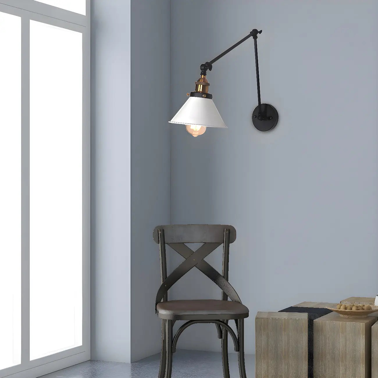 Cone Shade Metal Retro Swing Arm Wall Light