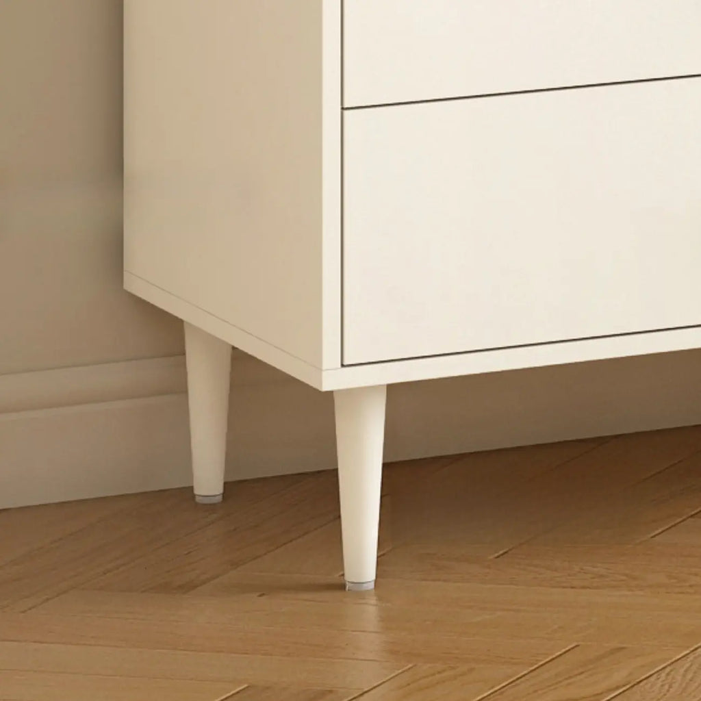 White Wooden 2-Drawer Glass Door Buffet Cabinet with Cubbies