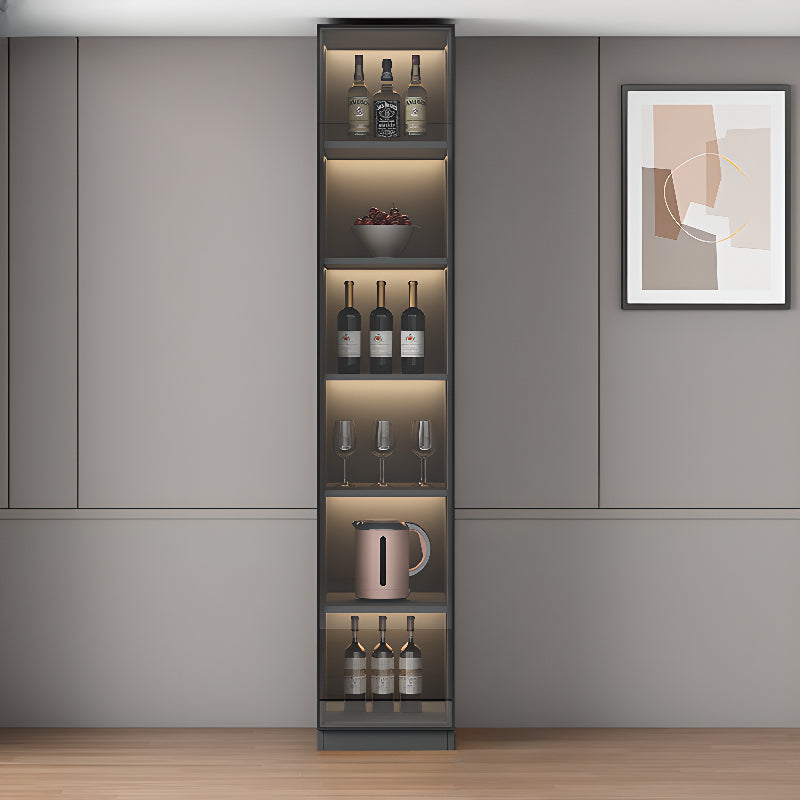 Freestanding Modern Tall Wood Open Storage Wine Cabinet