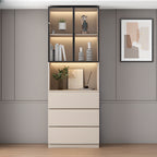Freestanding Modern Tall Wood Open Storage Wine Cabinet