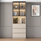 Freestanding Modern Tall Wood Open Storage Wine Cabinet