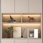 Freestanding Modern Tall Wood Open Storage Wine Cabinet