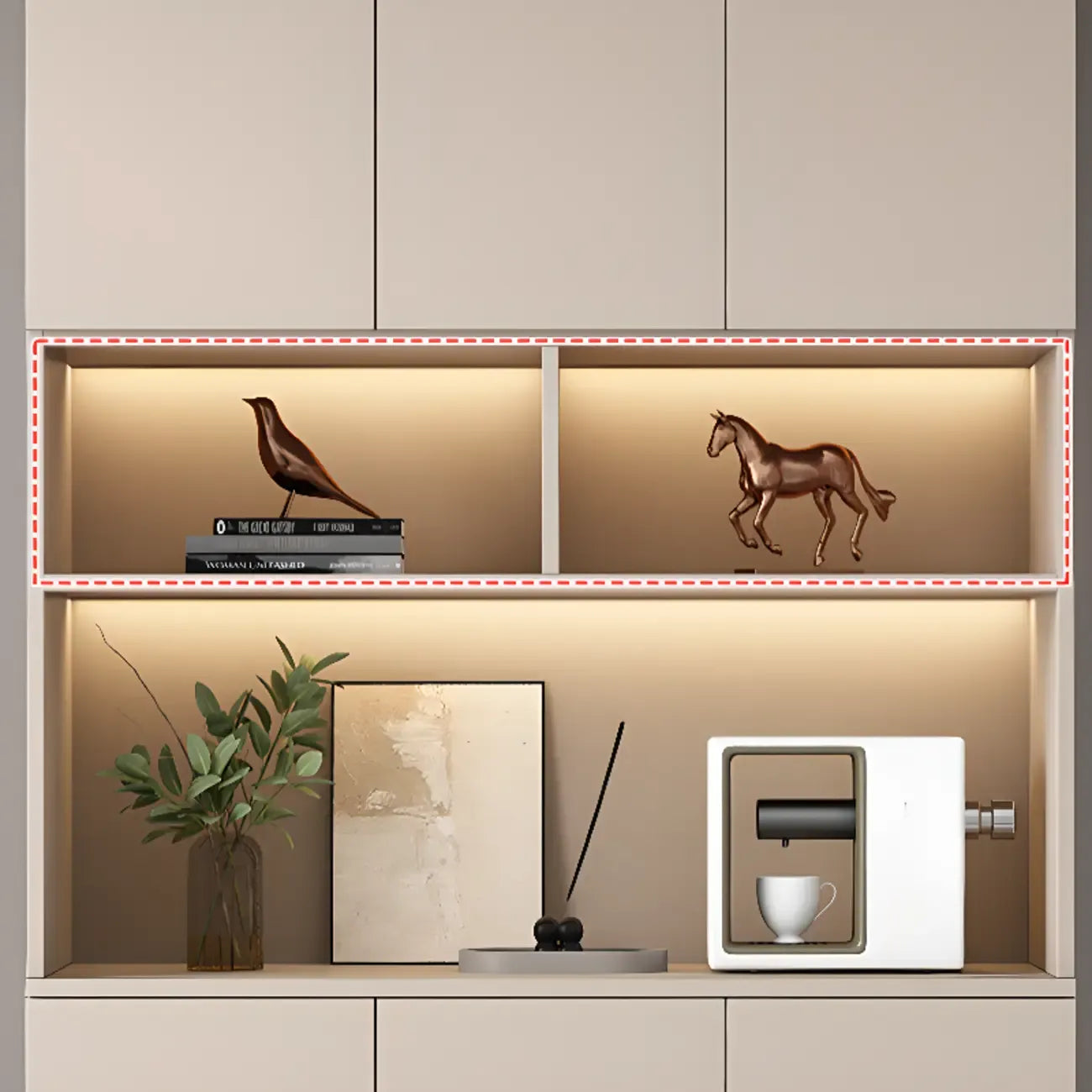 Freestanding Modern Tall Wood Open Storage Wine Cabinet
