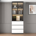 Freestanding Modern Tall Wood Open Storage Wine Cabinet